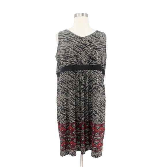 Catherines Petite Black Red Print Matte Jersey Sleeveless Dress Plus Size 2XWP - Picture 1 of 5